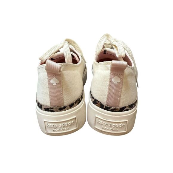 Kate Spade New York Natural Canvas Leopard Low Top  Sneakers Women's 6.5 EU 37 - Picture 3 of 7
